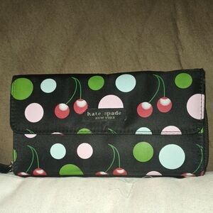Kate Spade Black Wallet with Cherry and Polka Dot Design